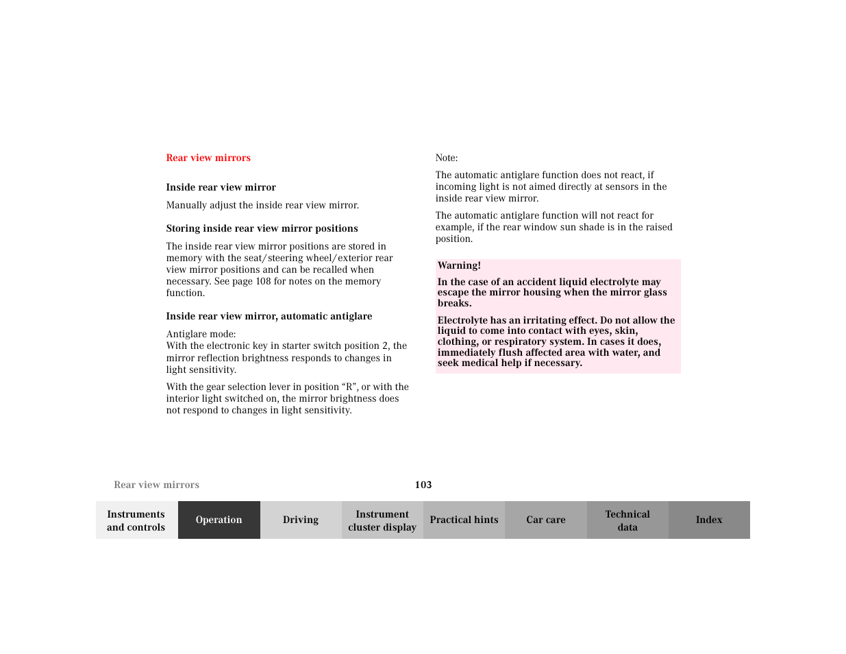 Mercedes-Benz 2002 S 500 User Manual | Page 106 / 430