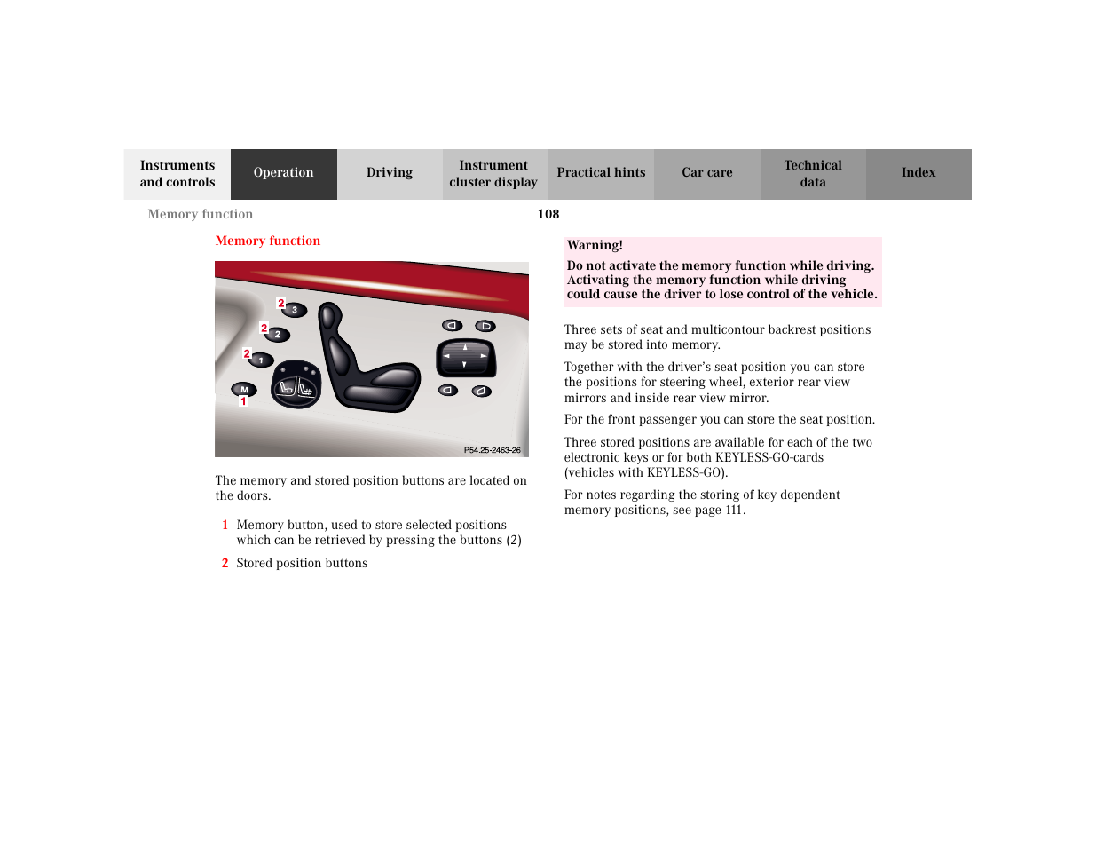 Mercedes-Benz 2002 S 500 User Manual | Page 111 / 430
