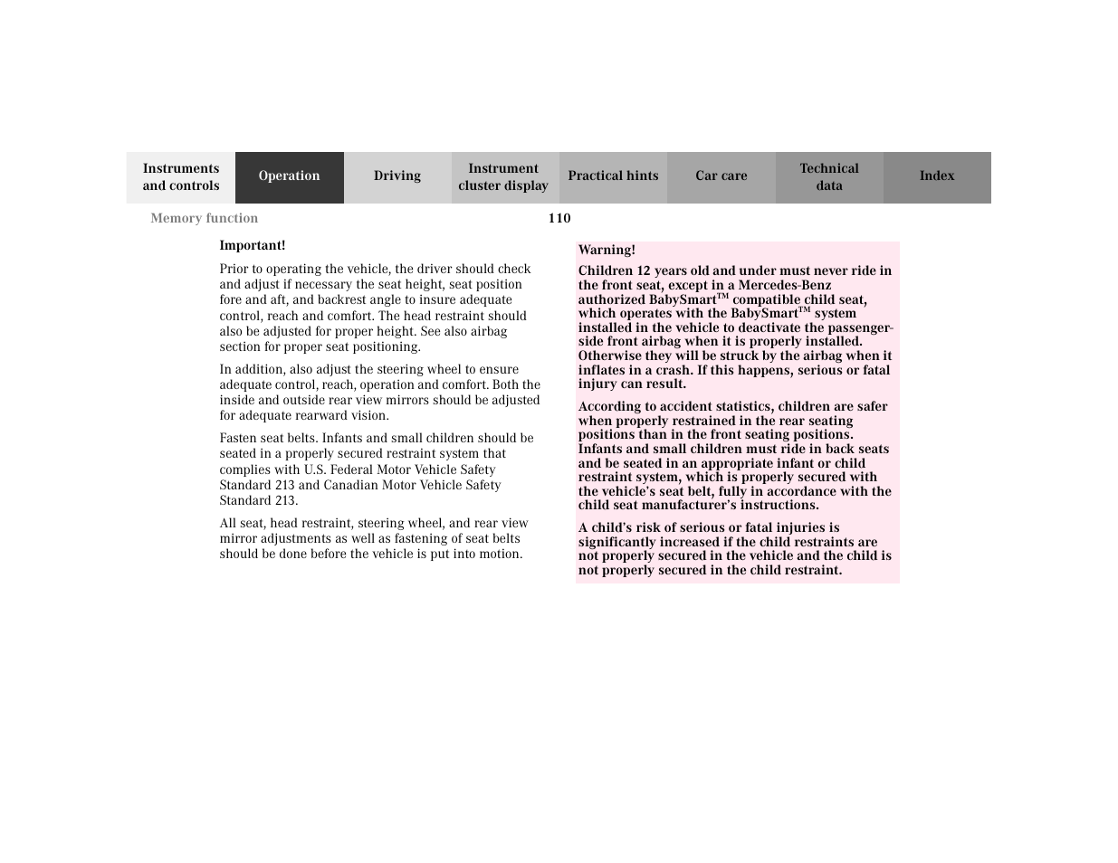 Mercedes-Benz 2002 S 500 User Manual | Page 113 / 430