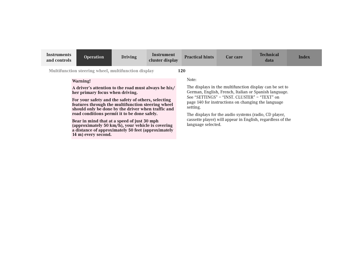 Mercedes-Benz 2002 S 500 User Manual | Page 123 / 430