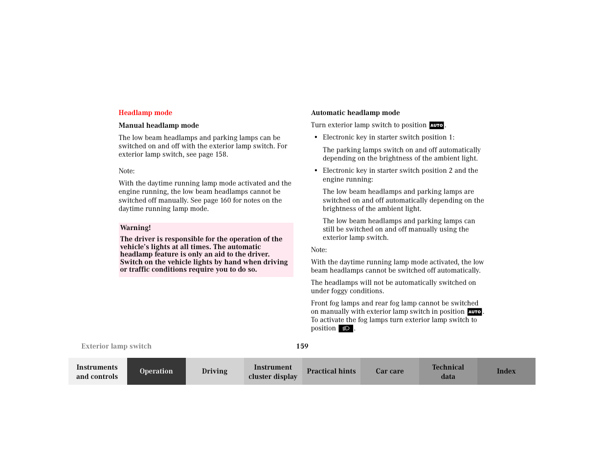 Mercedes-Benz 2002 S 500 User Manual | Page 162 / 430