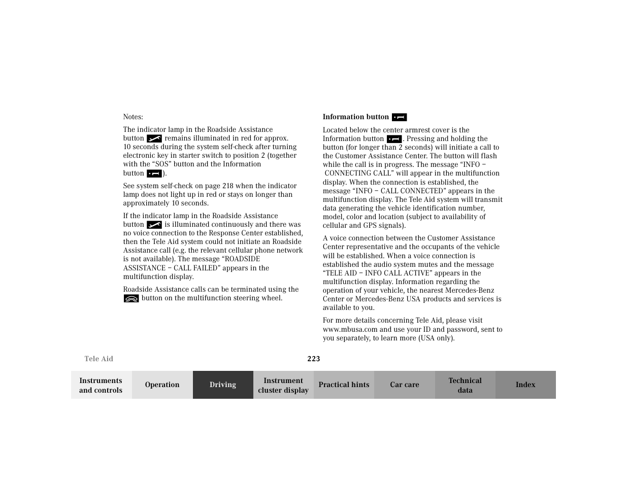 Mercedes-Benz 2002 S 500 User Manual | Page 226 / 430