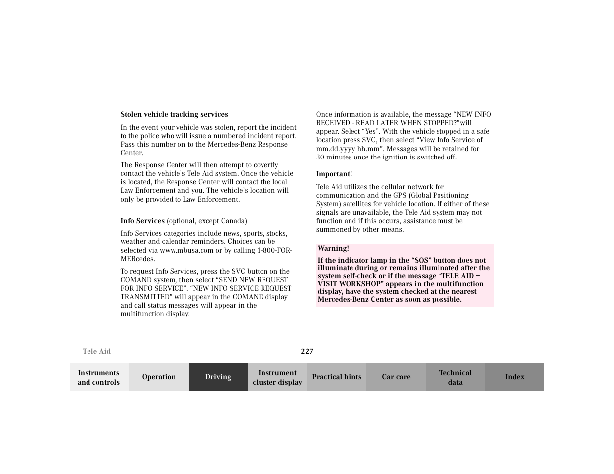 Mercedes-Benz 2002 S 500 User Manual | Page 230 / 430