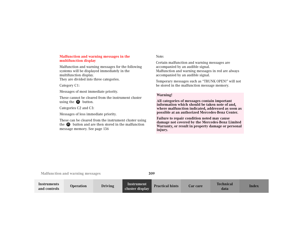 Mercedes-Benz 2002 S 500 User Manual | Page 312 / 430