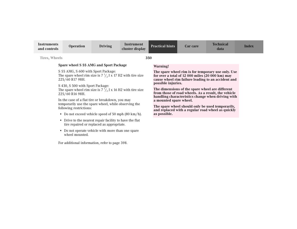 Mercedes-Benz 2002 S 500 User Manual | Page 353 / 430