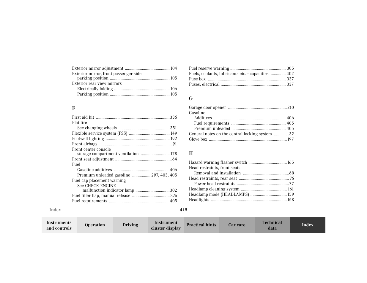Mercedes-Benz 2002 S 500 User Manual | Page 418 / 430