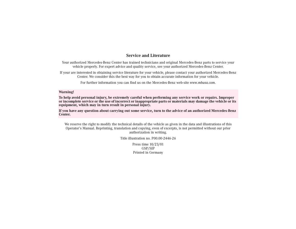 Mercedes-Benz 2002 S 500 User Manual | Page 428 / 430