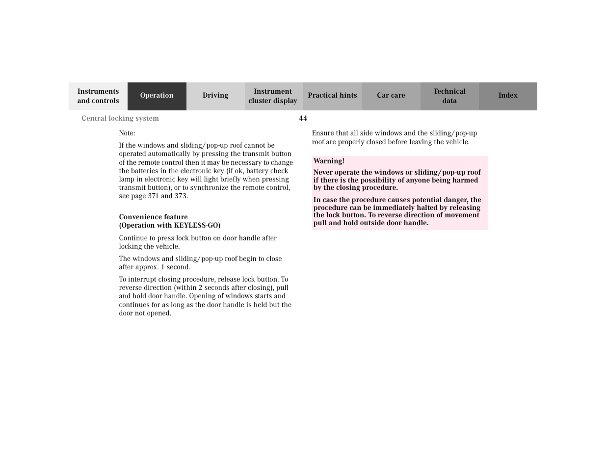 Mercedes-Benz 2002 S 500 User Manual | Page 47 / 430