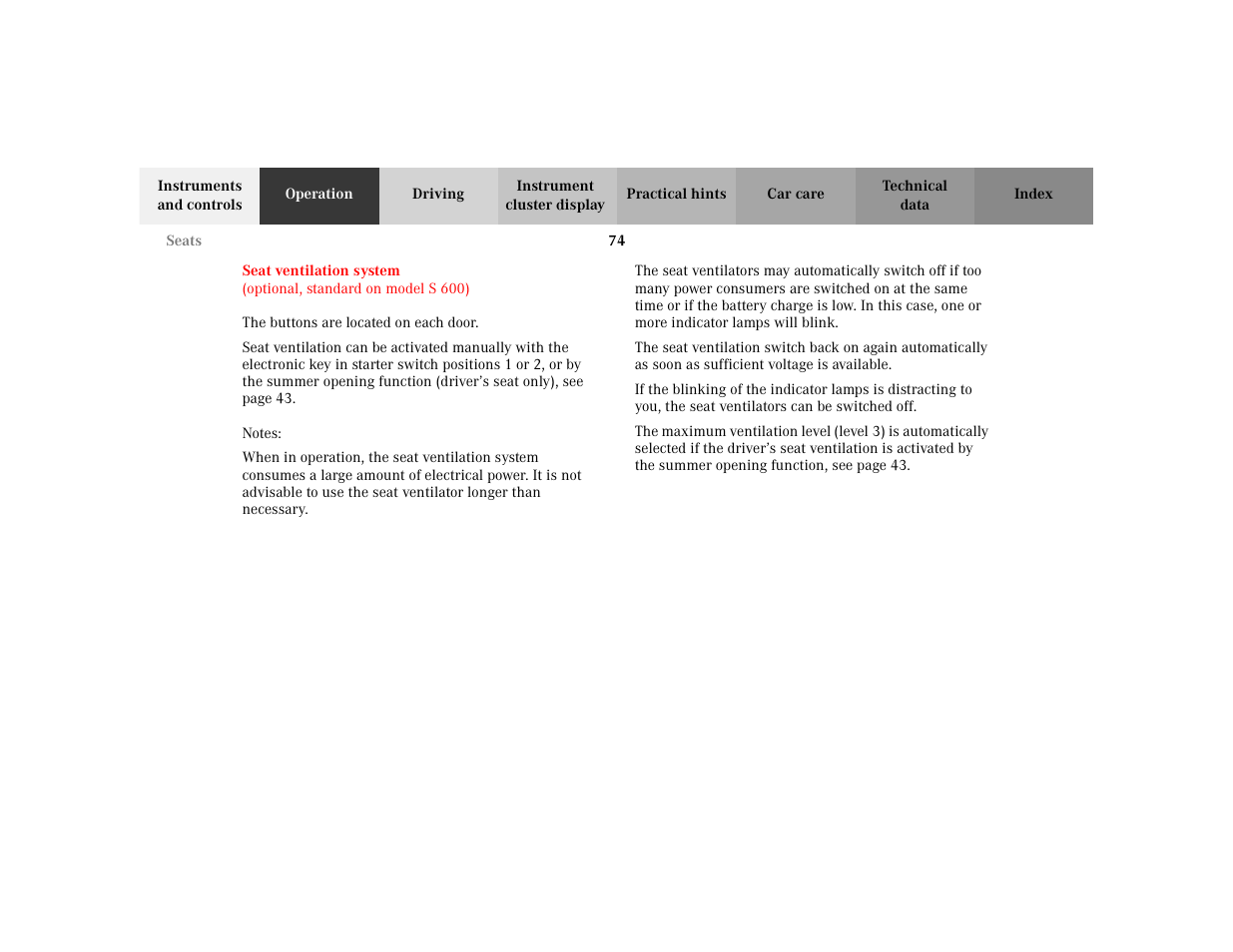 Mercedes-Benz 2002 S 500 User Manual | Page 77 / 430