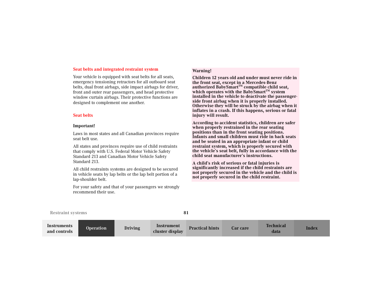 Mercedes-Benz 2002 S 500 User Manual | Page 84 / 430