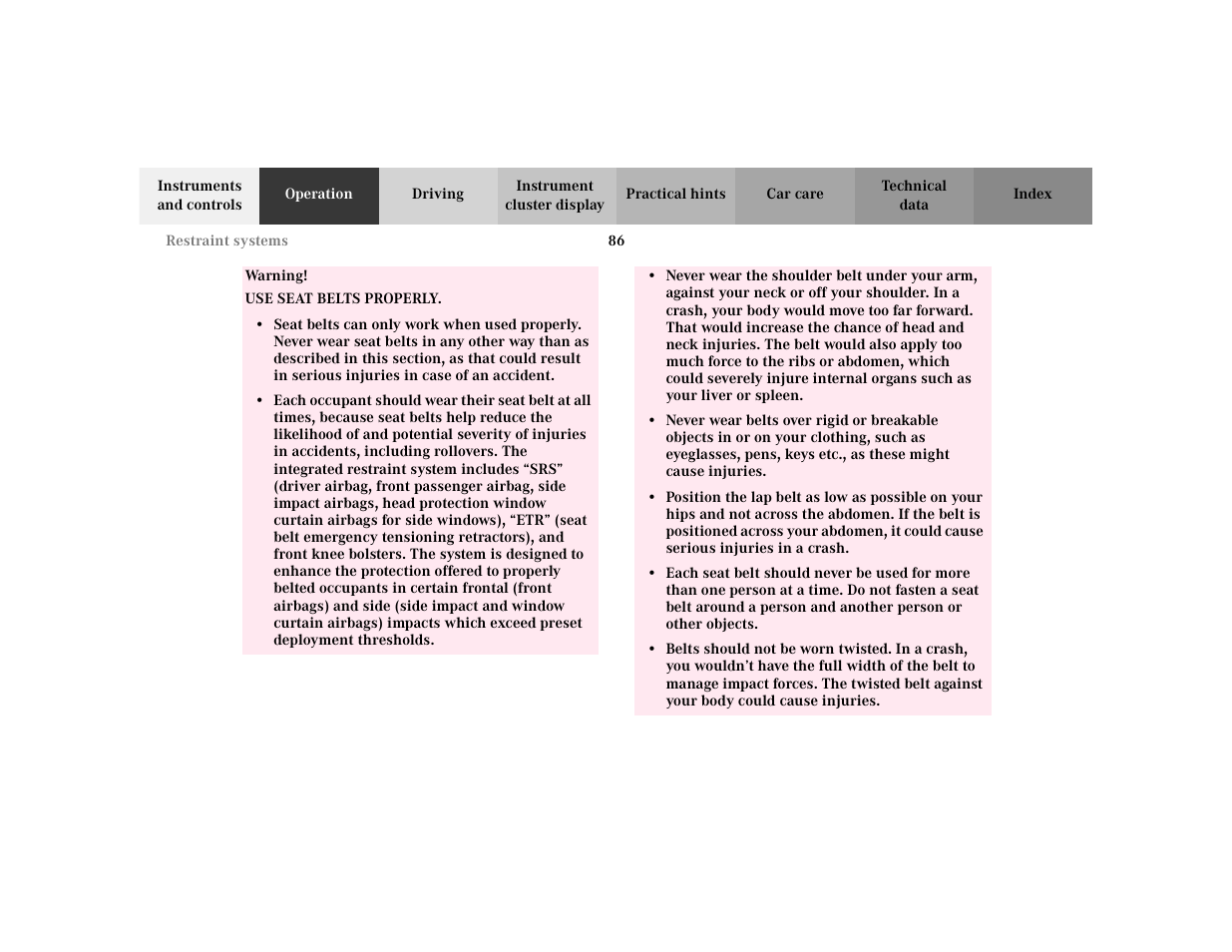 Mercedes-Benz 2002 S 500 User Manual | Page 89 / 430