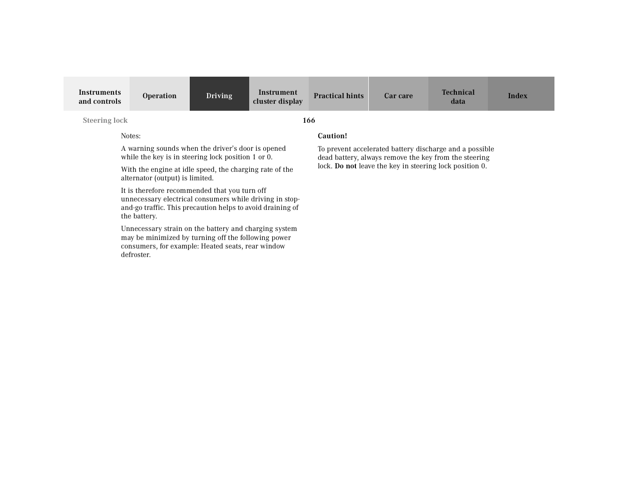 Notes, Caution | Mercedes-Benz 2000 SL-Class User Manual | Page 170 / 297
