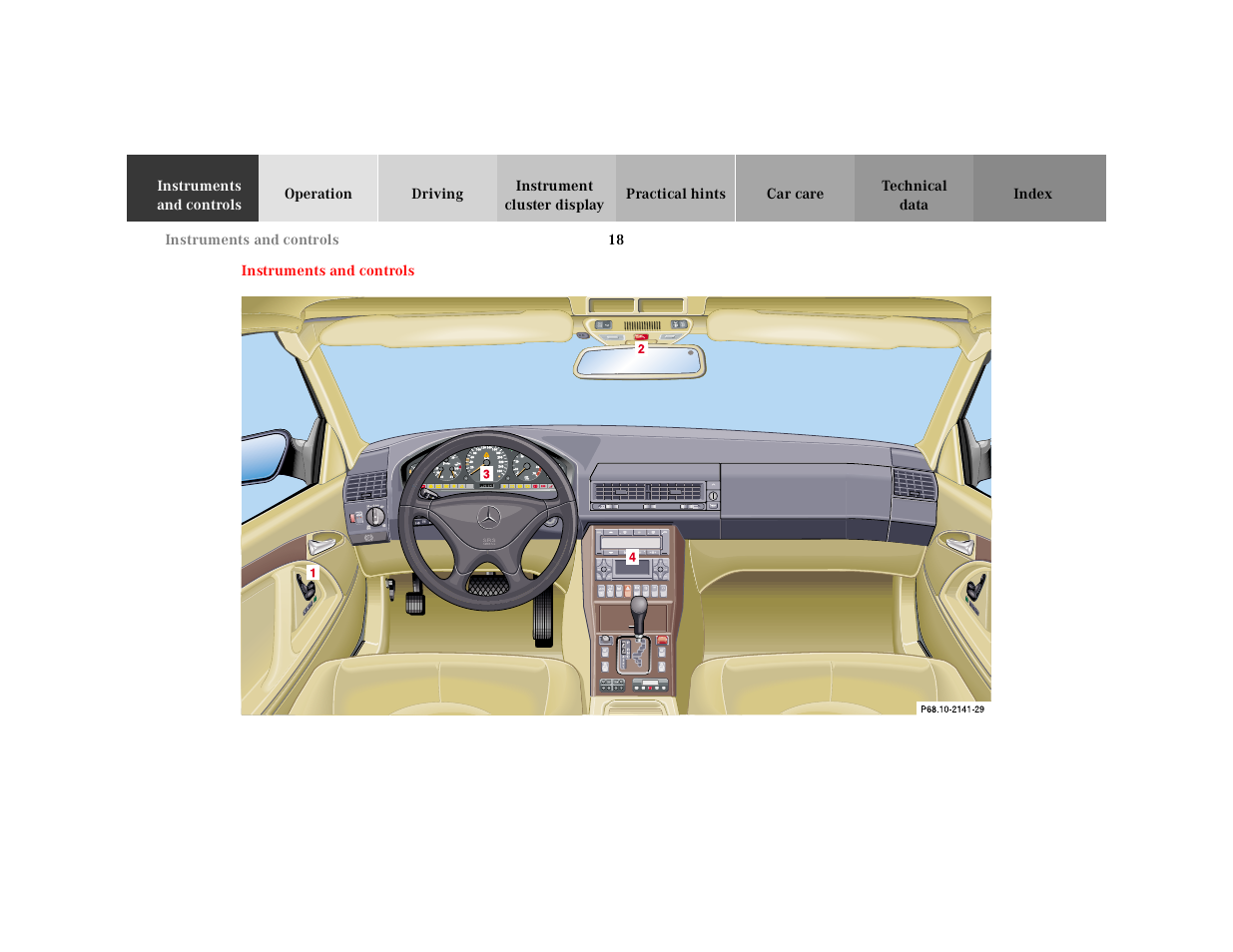 Instruments and controls, Graphic | Mercedes-Benz 2000 SL-Class User Manual | Page 21 / 297
