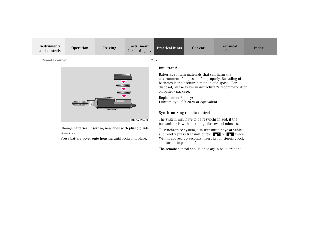 Graphic, Important, Synchronizing | Mercedes-Benz 2000 SL-Class User Manual | Page 256 / 297