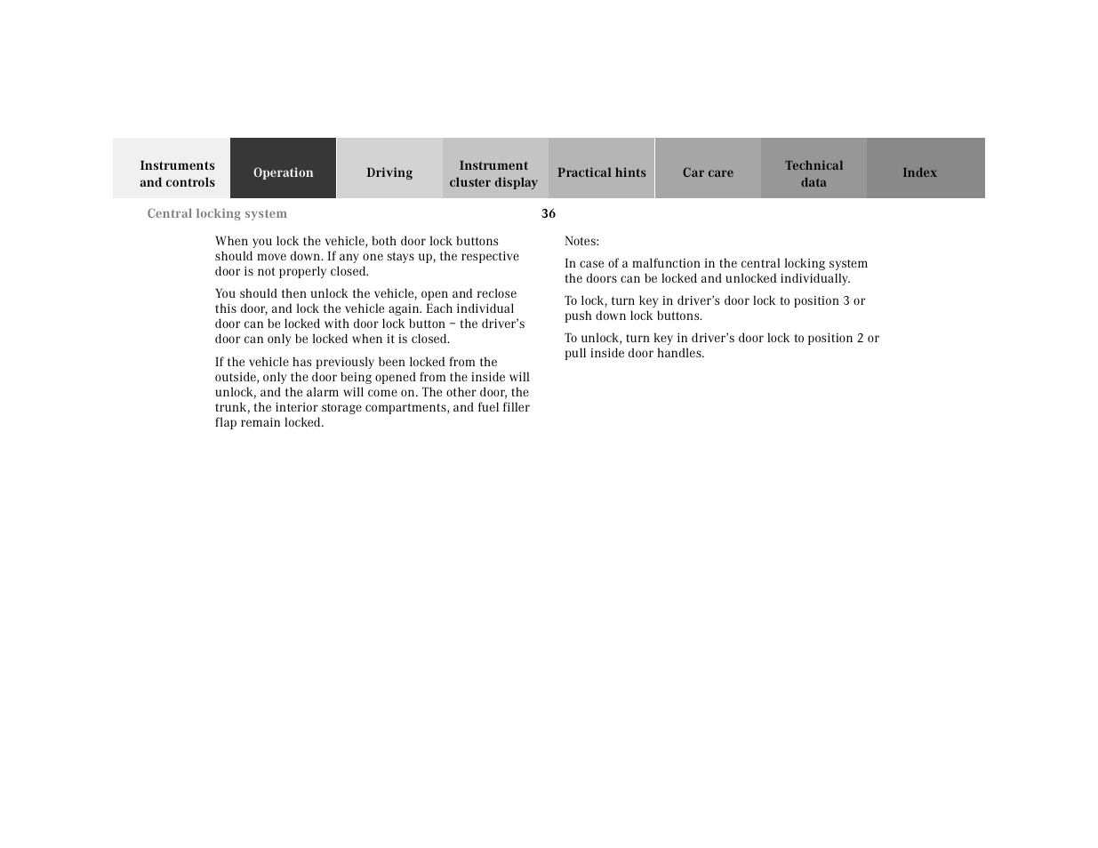 Notes | Mercedes-Benz 2000 SL-Class User Manual | Page 40 / 297