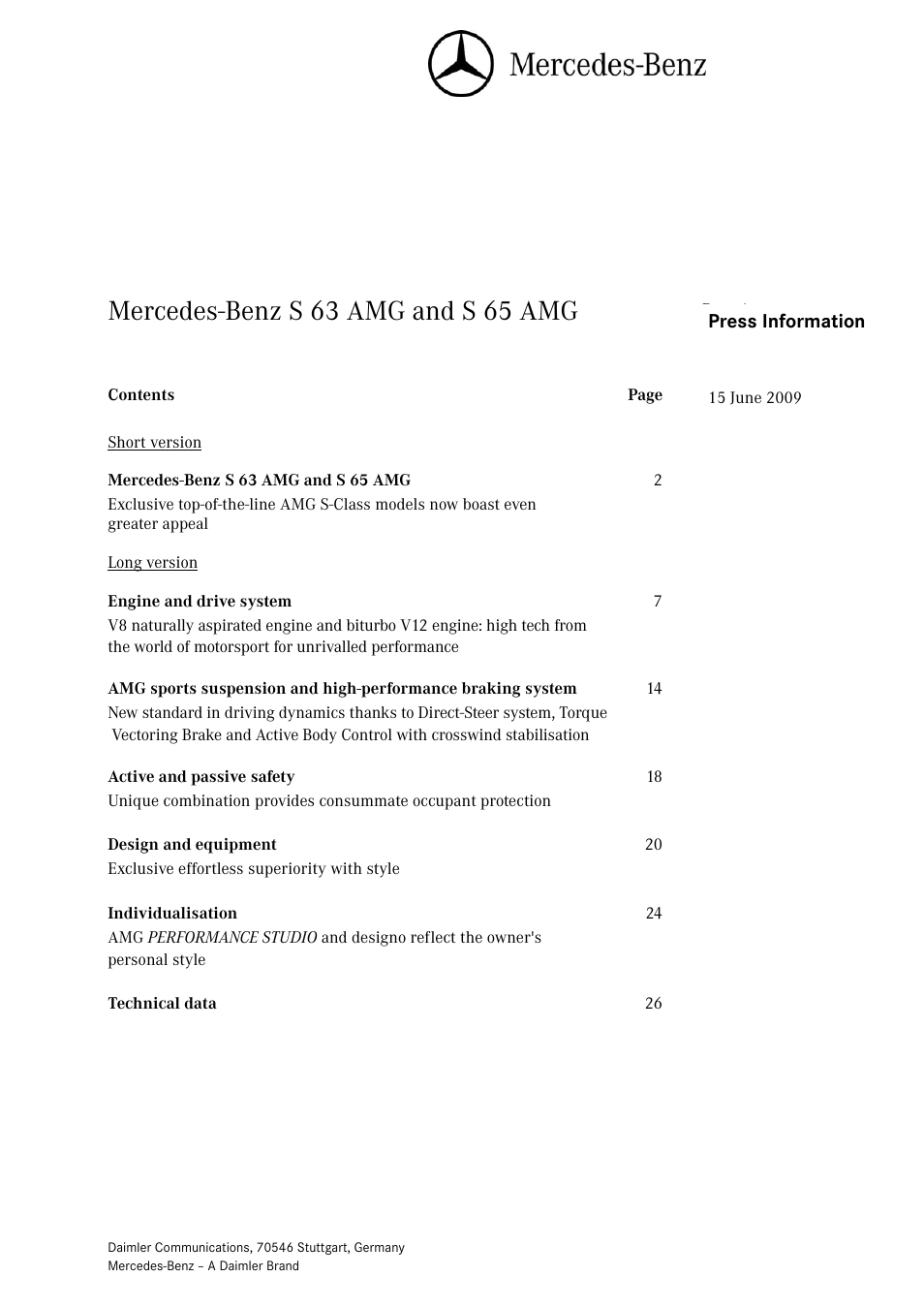 Mercedes-Benz S 65 AMG User Manual | 27 pages