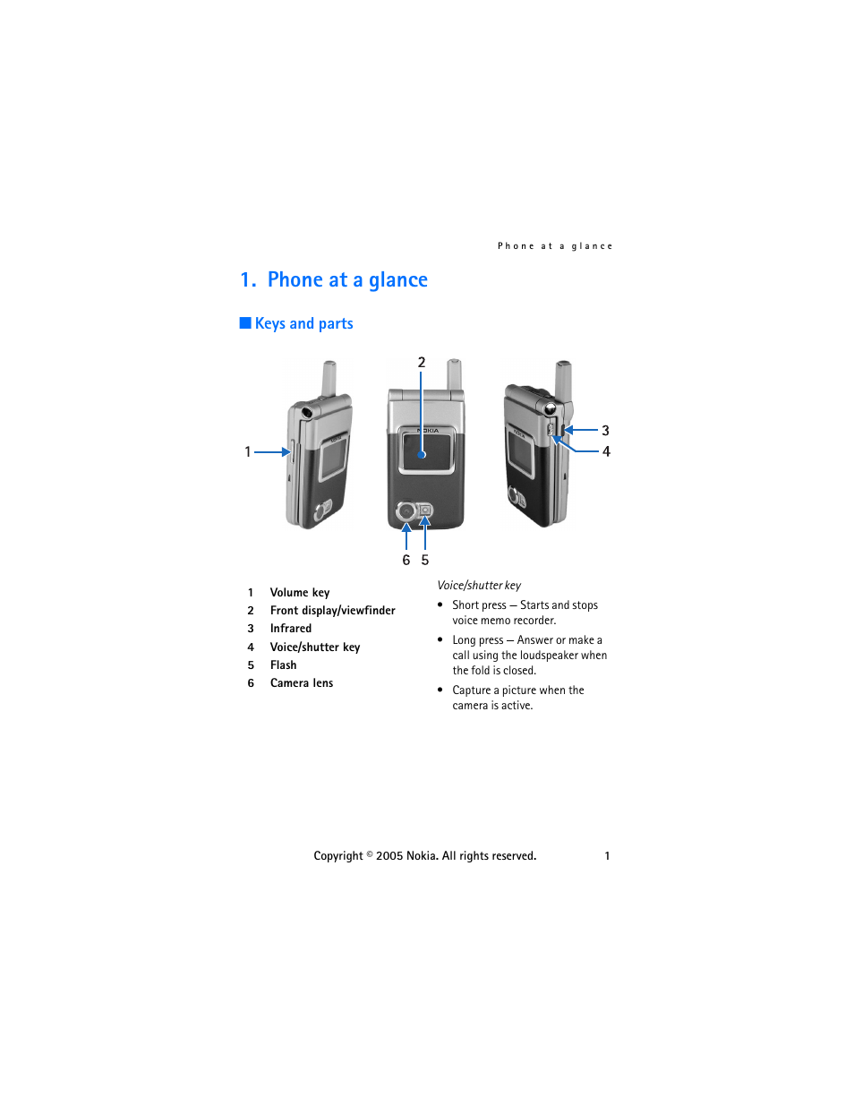 Phone at a glance, Keys and parts | Nokia 6255 User Manual | Page 11 / 105