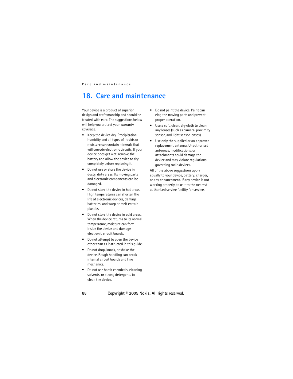 Care and maintenance | Nokia 6255 User Manual | Page 98 / 105