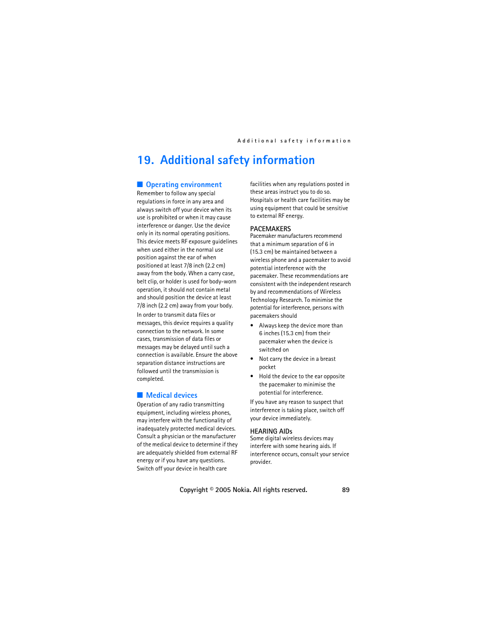 Additional safety information, Additional safety, Information | Nokia 6255 User Manual | Page 99 / 105