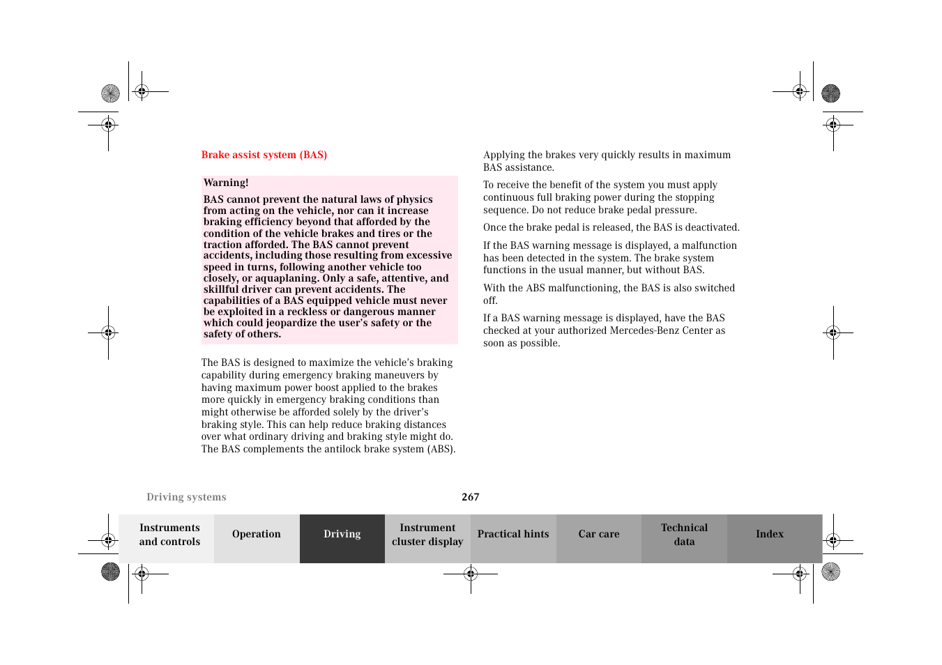 Mercedes-Benz 2002 C 320 User Manual | Page 270 / 390