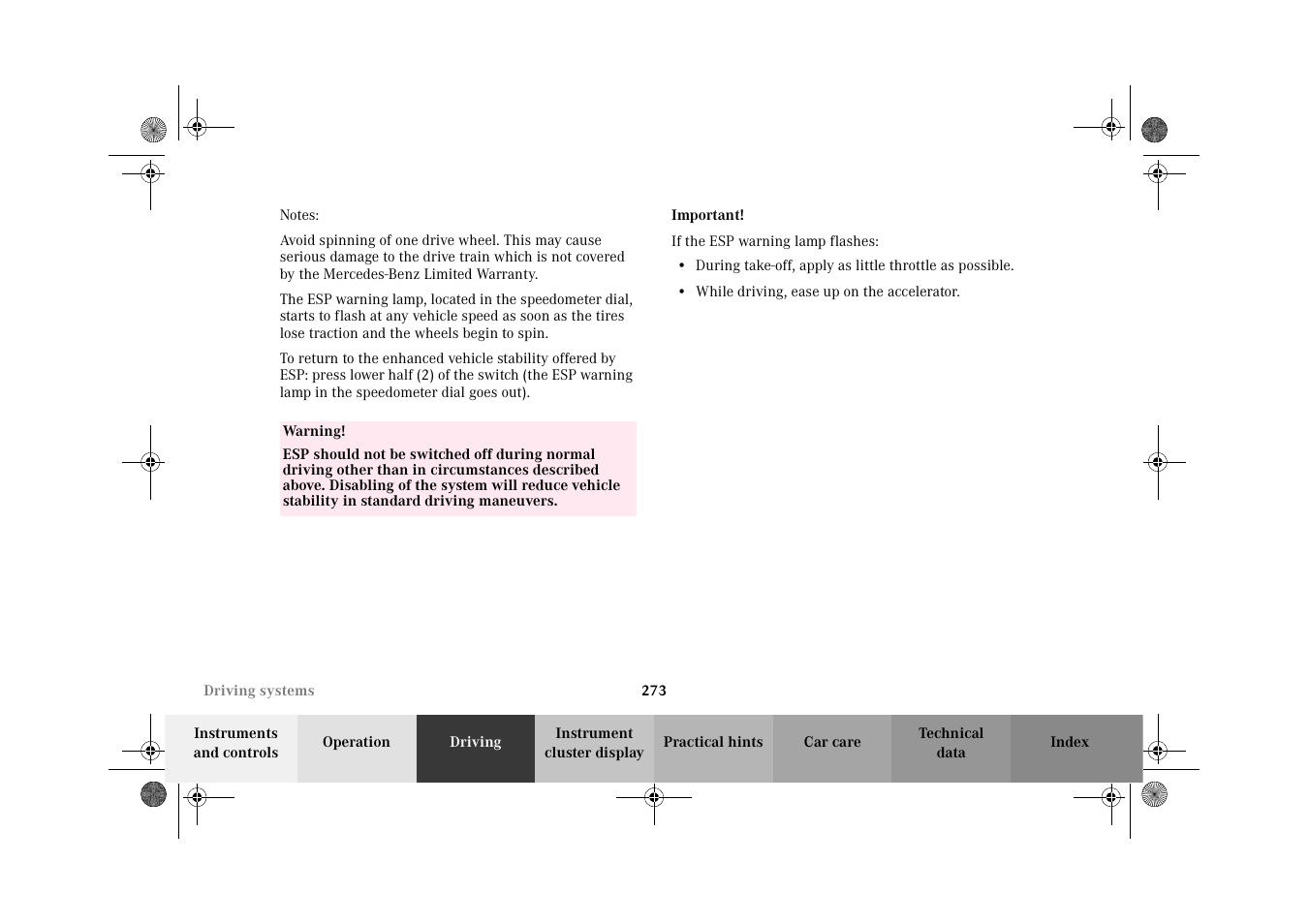 Mercedes-Benz 2002 C 320 User Manual | Page 276 / 390