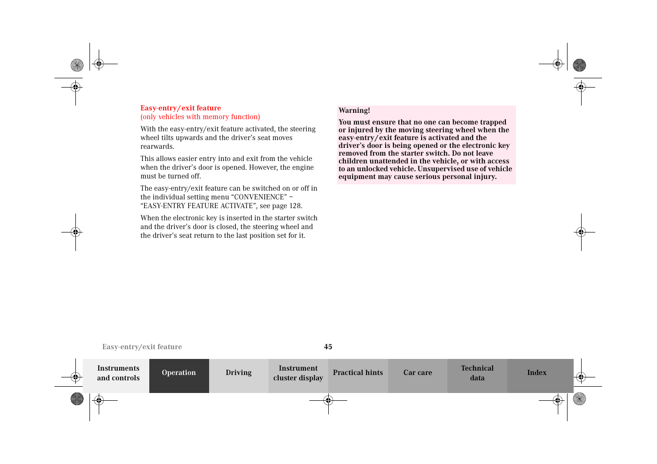 Mercedes-Benz 2002 C 320 User Manual | Page 48 / 390