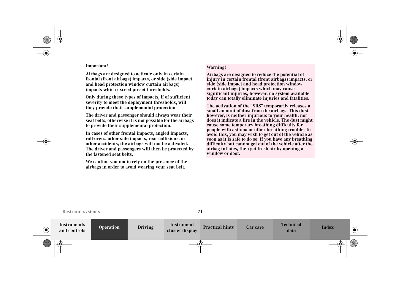 Mercedes-Benz 2002 C 320 User Manual | Page 74 / 390