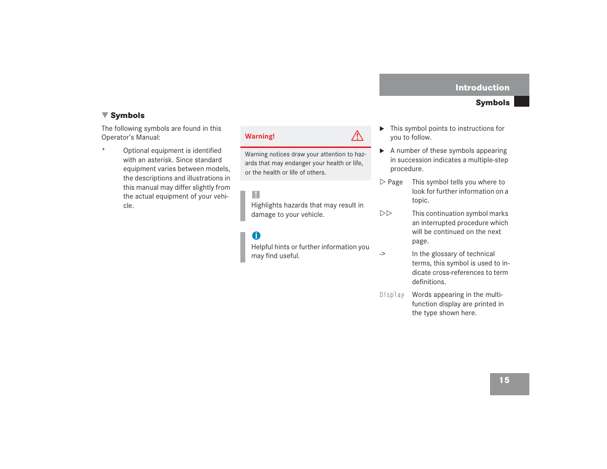 Mercedes-Benz SL 600 User Manual | Page 16 / 434