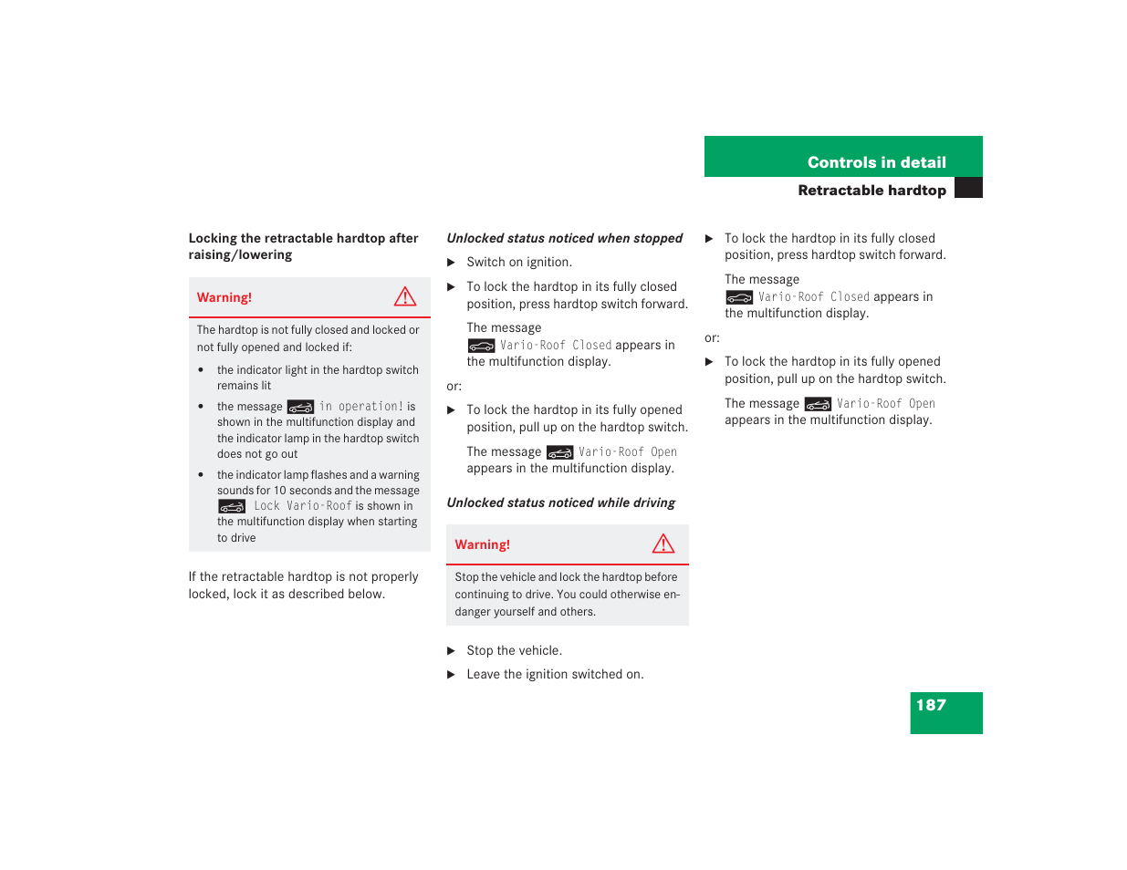 Mercedes-Benz SL 600 User Manual | Page 188 / 434