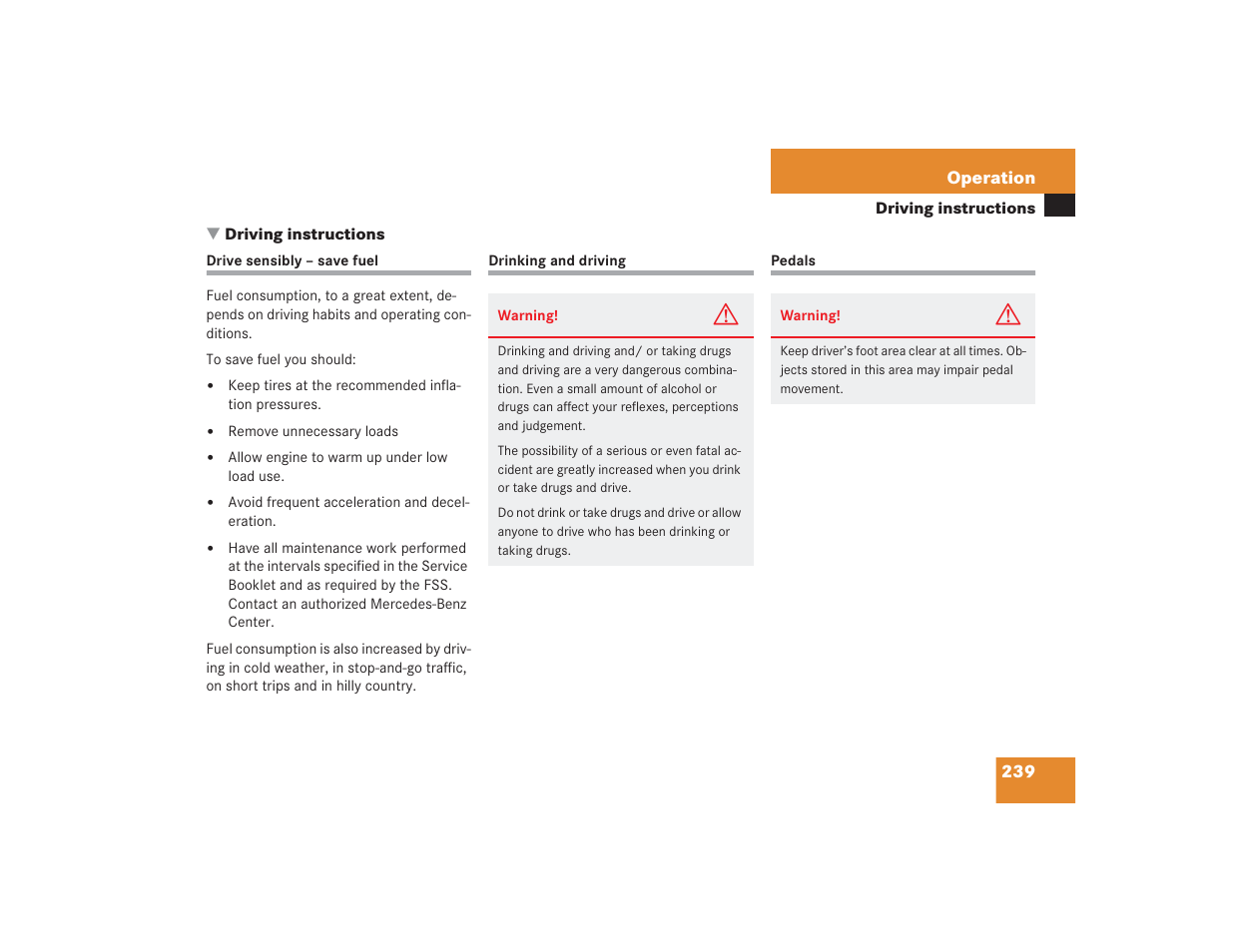 Mercedes-Benz SL 600 User Manual | Page 240 / 434