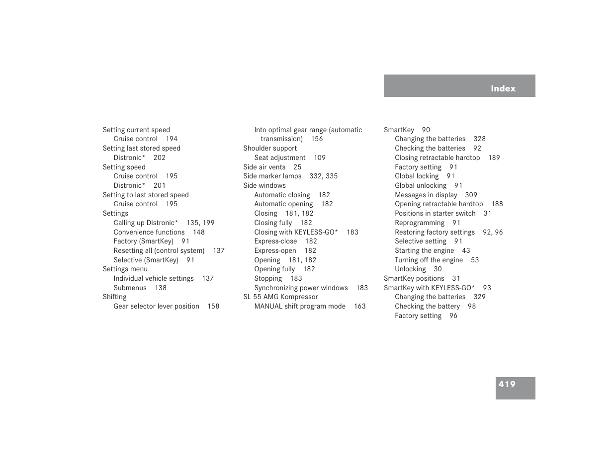 Mercedes-Benz SL 600 User Manual | Page 420 / 434