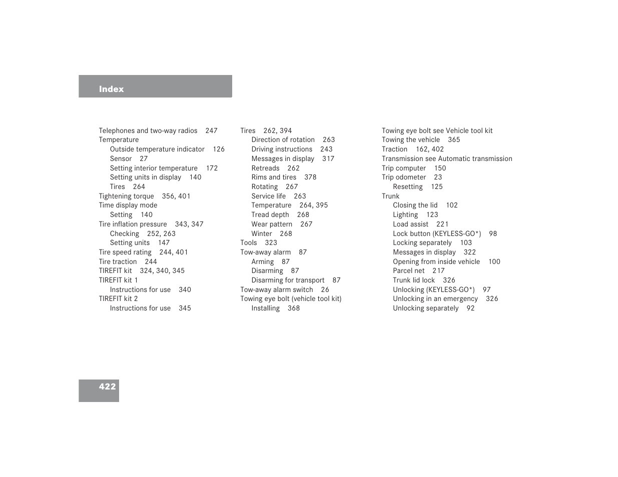 Mercedes-Benz SL 600 User Manual | Page 423 / 434