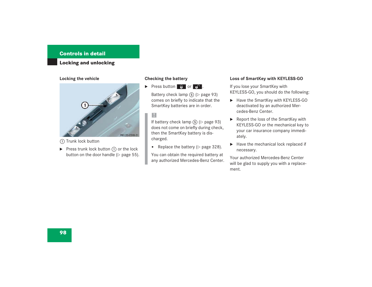 Mercedes-Benz SL 600 User Manual | Page 99 / 434