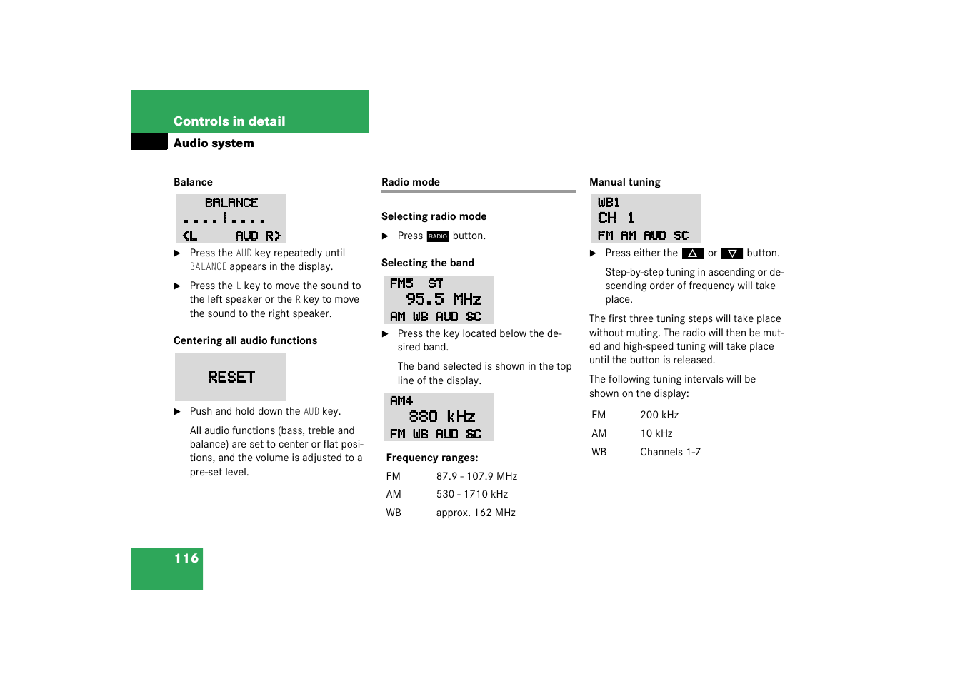 Radio mode | Mercedes-Benz 2003 SLK-Class User Manual | Page 116 / 304