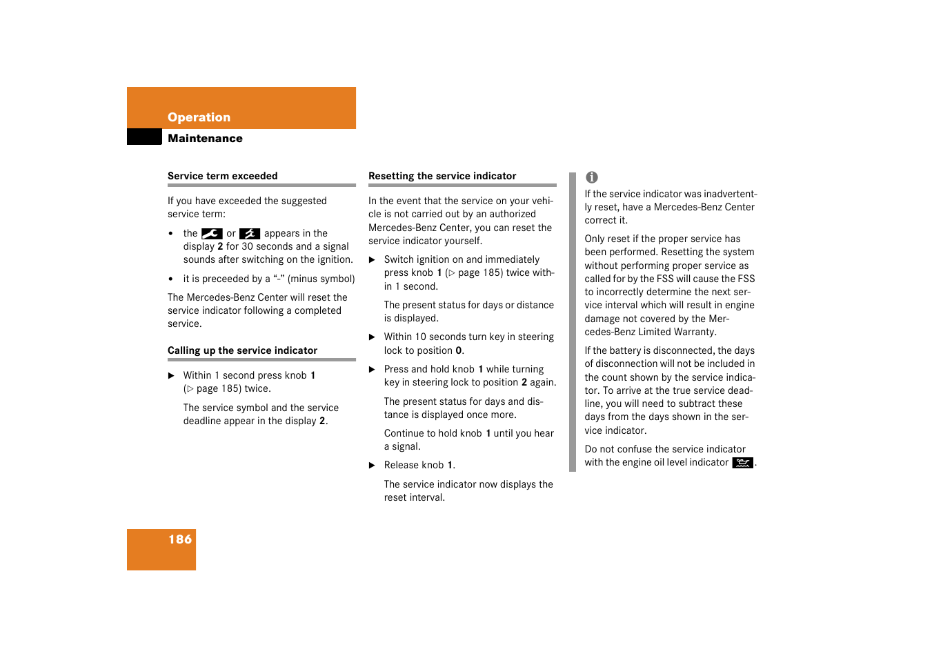 Service:overdue;overdue service;service:types | Mercedes-Benz 2003 SLK-Class User Manual | Page 186 / 304