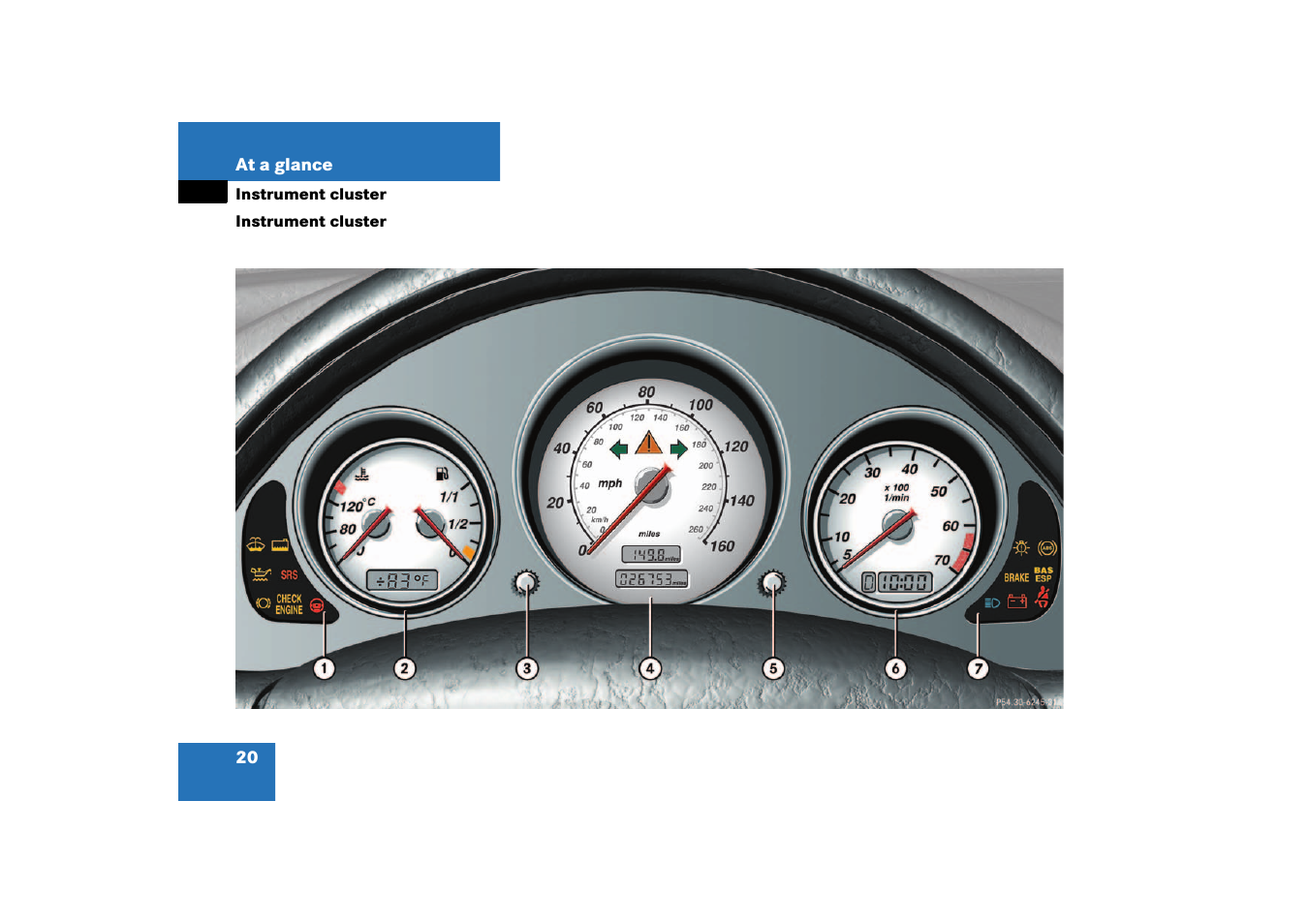Instrument cluster | Mercedes-Benz 2003 SLK-Class User Manual | Page 20 / 304