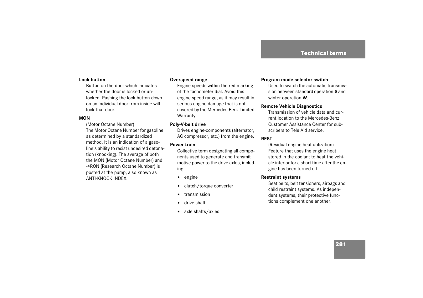 Mercedes-Benz 2003 SLK-Class User Manual | Page 281 / 304