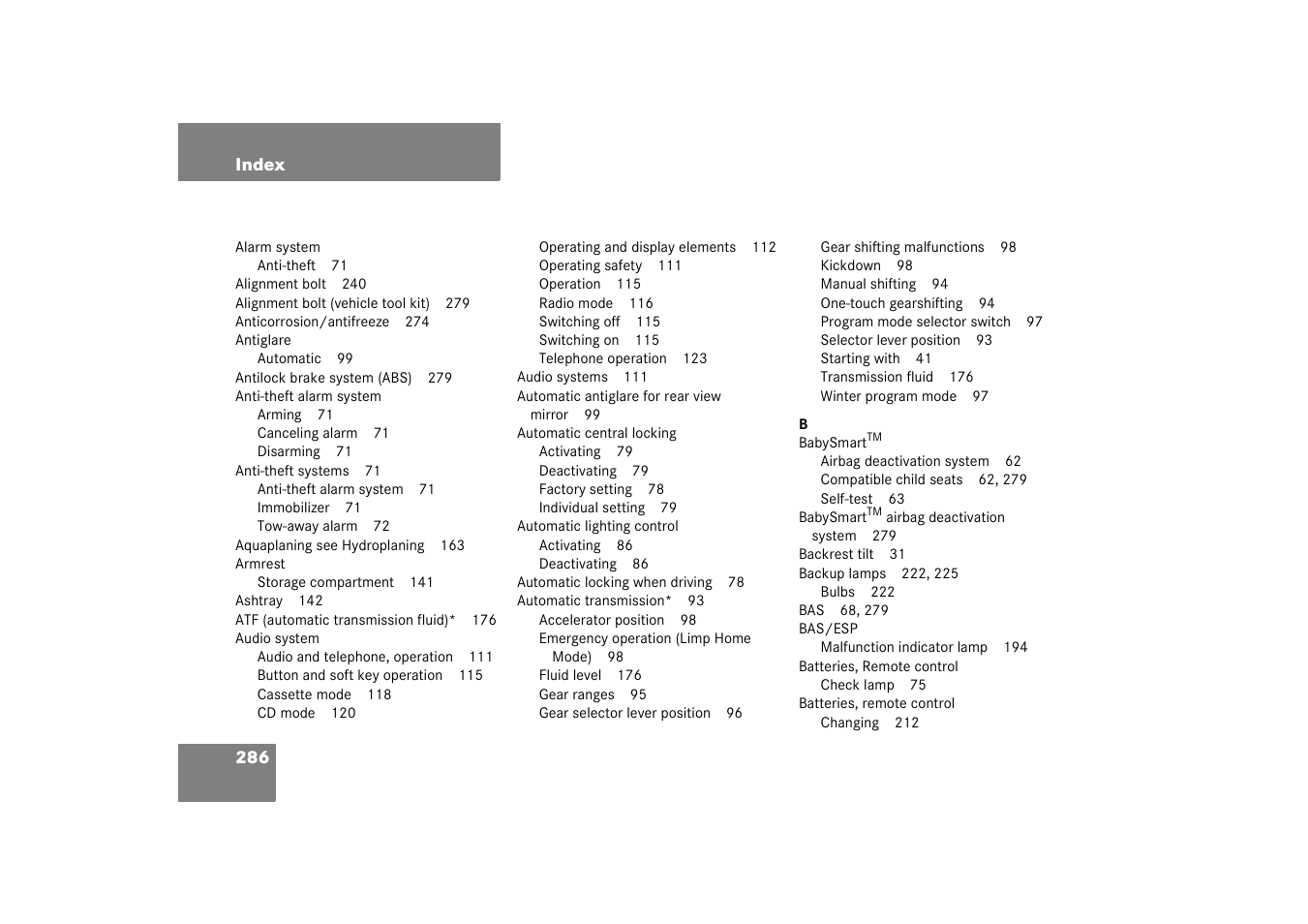 Mercedes-Benz 2003 SLK-Class User Manual | Page 286 / 304