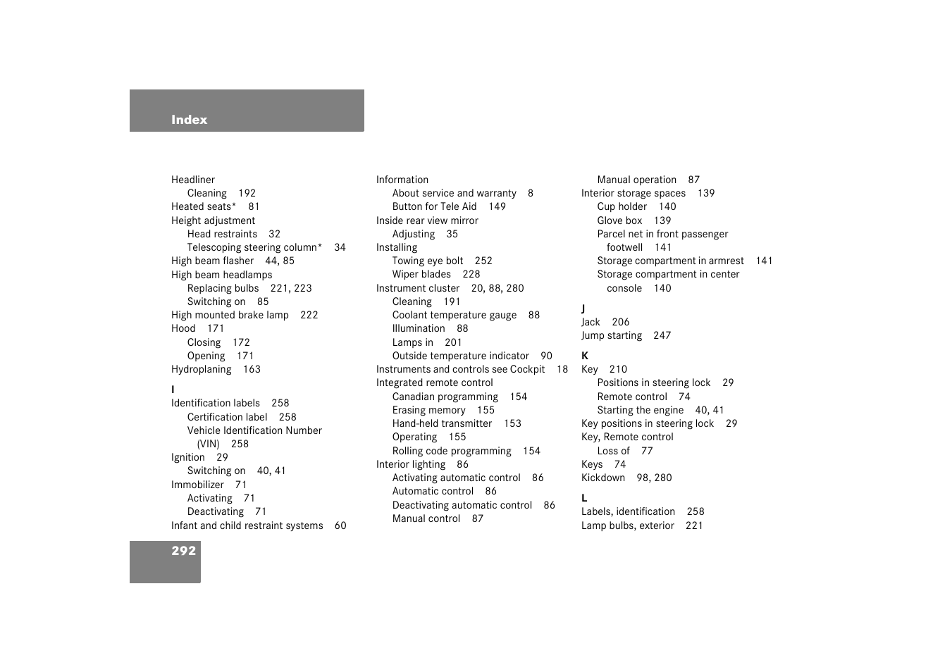Mercedes-Benz 2003 SLK-Class User Manual | Page 292 / 304