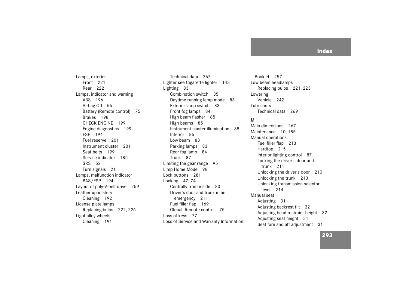 Mercedes-Benz 2003 SLK-Class User Manual | Page 293 / 304