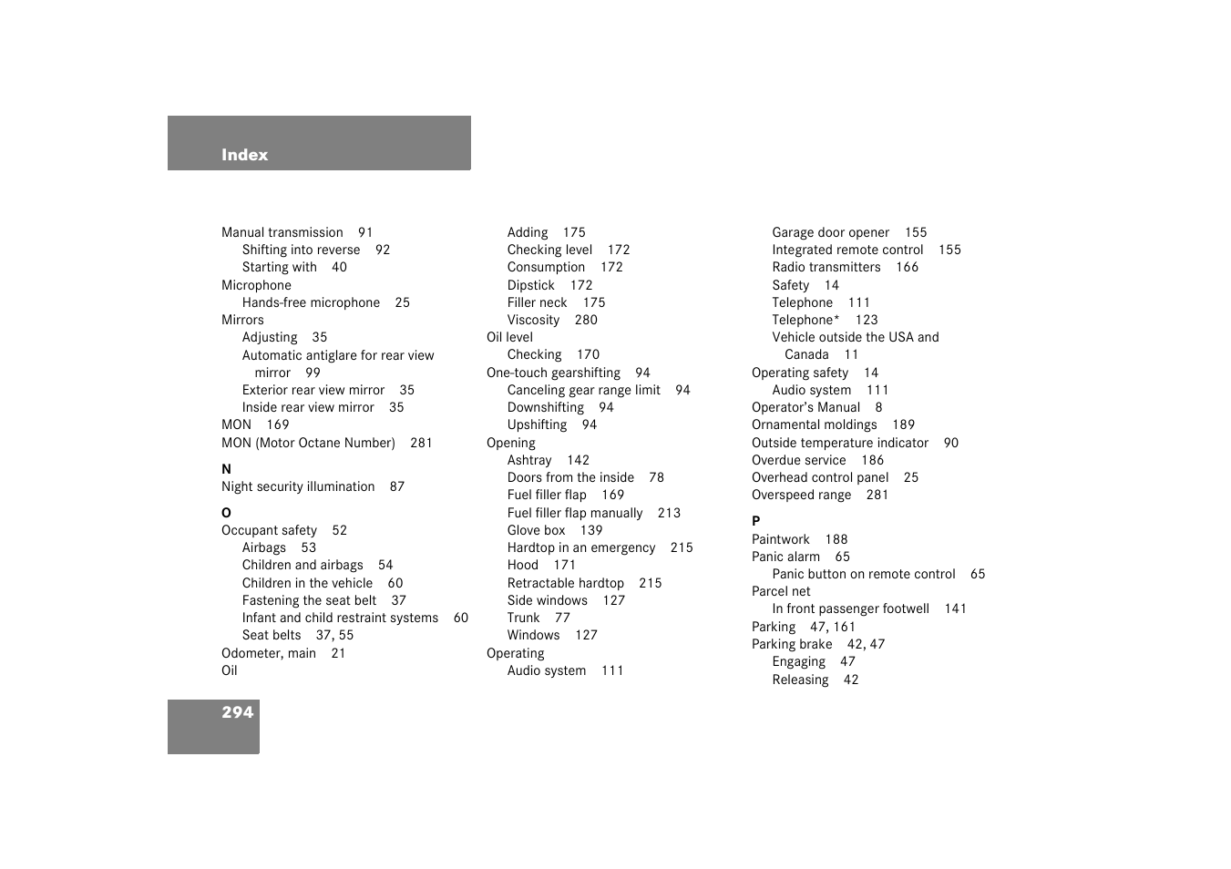 Mercedes-Benz 2003 SLK-Class User Manual | Page 294 / 304