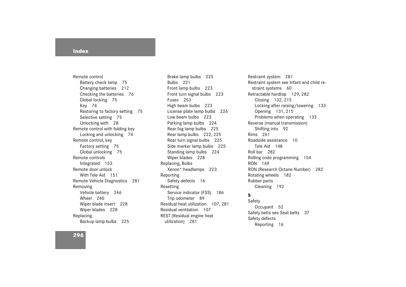 Mercedes-Benz 2003 SLK-Class User Manual | Page 296 / 304
