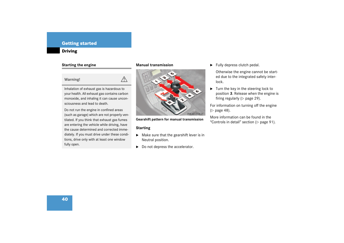 Starting the engine | Mercedes-Benz 2003 SLK-Class User Manual | Page 40 / 304