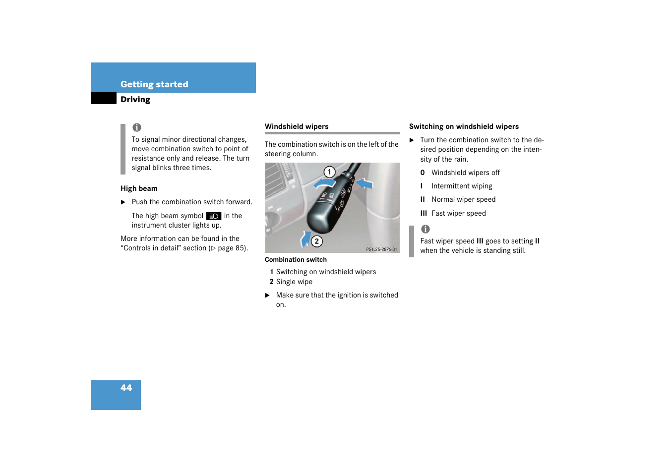 Windshield wipers | Mercedes-Benz 2003 SLK-Class User Manual | Page 44 / 304