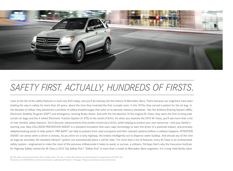 Safety first. actually, hundreds of firsts | Mercedes-Benz M-CLASS User Manual | Page 10 / 24