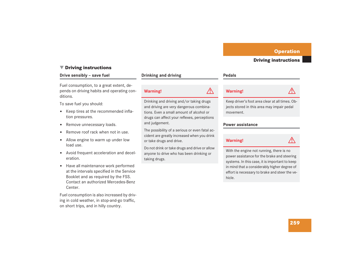 Mercedes-Benz S 4300 User Manual | Page 260 / 435