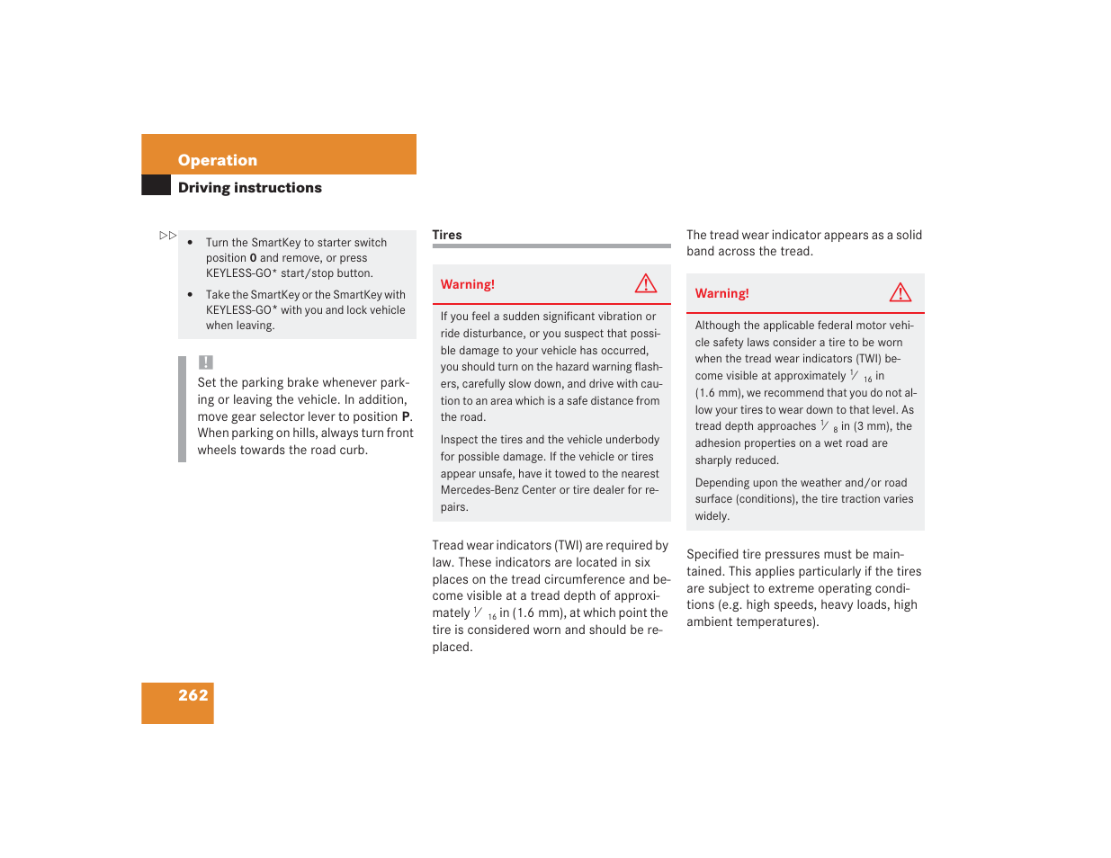 262 operation | Mercedes-Benz S 4300 User Manual | Page 263 / 435