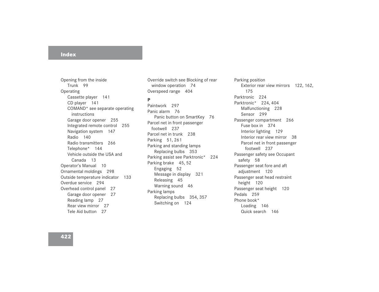 Mercedes-Benz S 4300 User Manual | Page 423 / 435