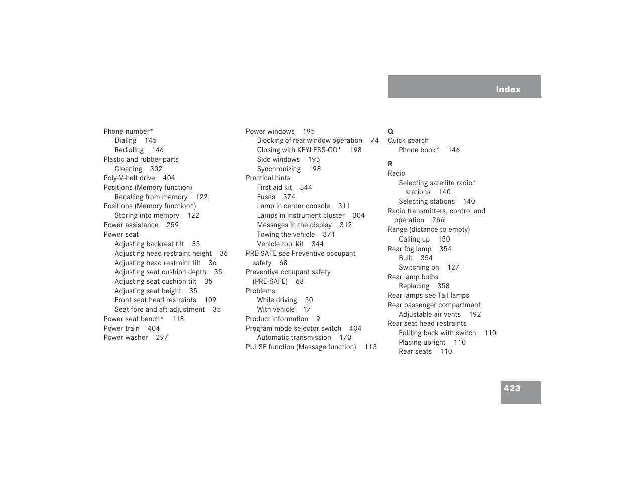 Mercedes-Benz S 4300 User Manual | Page 424 / 435
