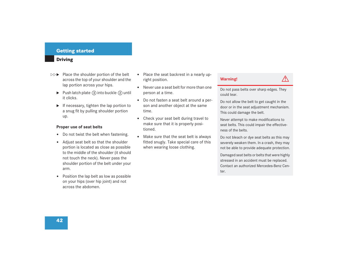 42 getting started | Mercedes-Benz S 4300 User Manual | Page 43 / 435
